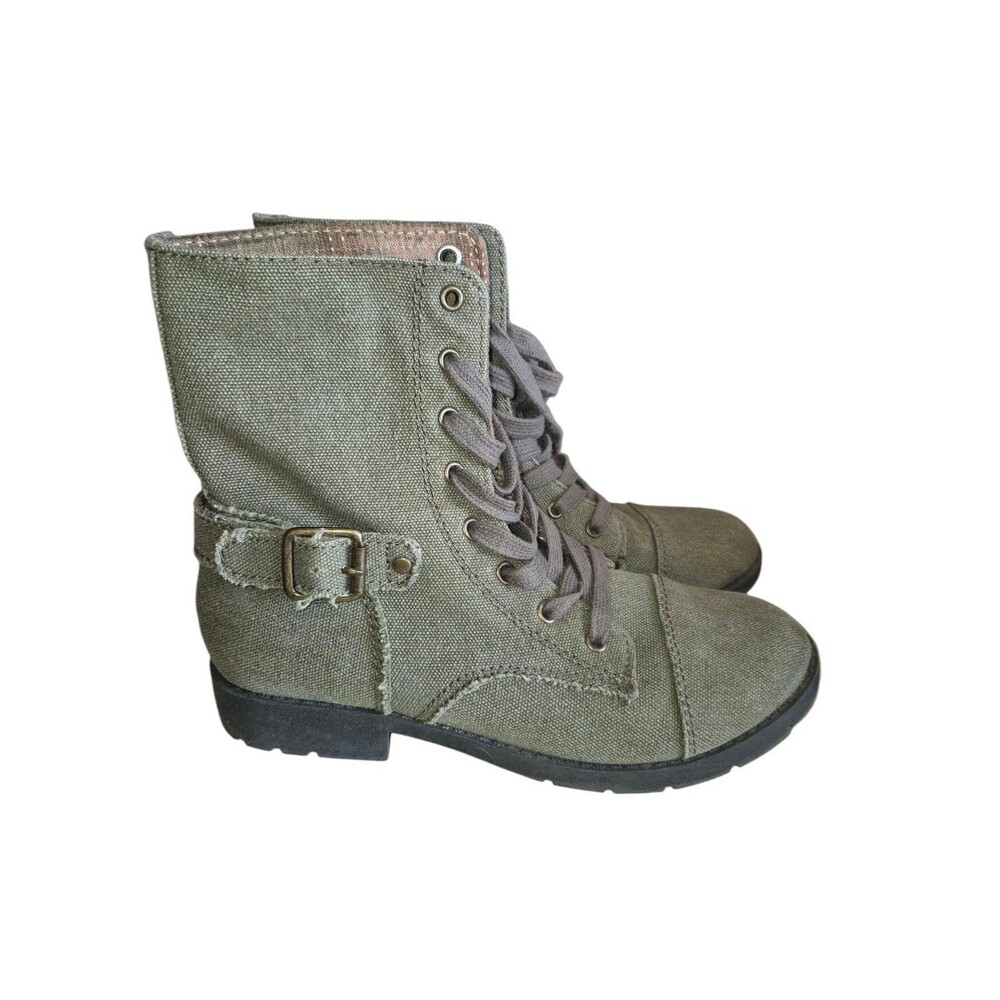 Arizona Canvas Combat Boots Utility Lace Up Ankle Boots Olive Army Green Sz 6.5